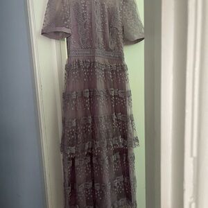 Purple lace tiered gown